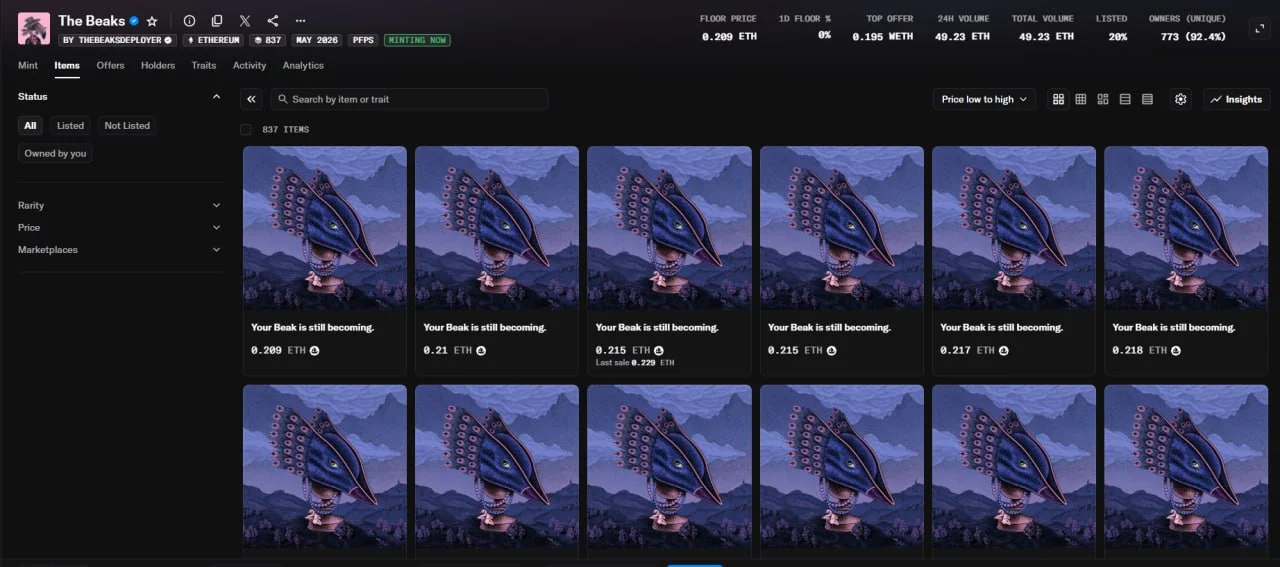 The Beaks NFT: Trading at 7x Mint Price