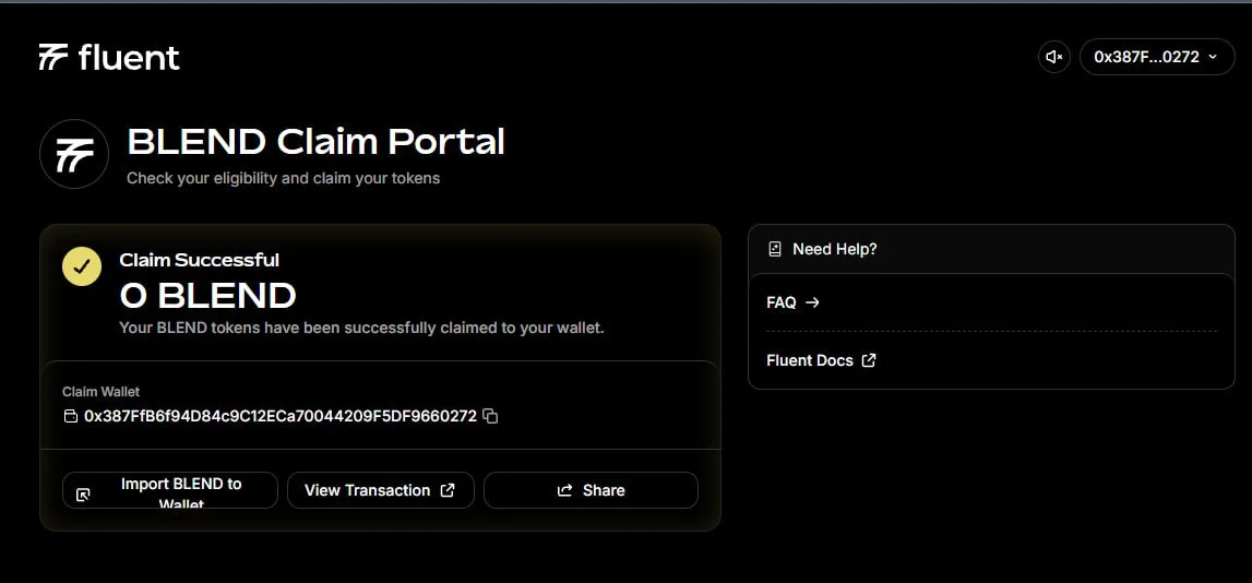 Fluent $BLEND Token Second Claim Now Live
