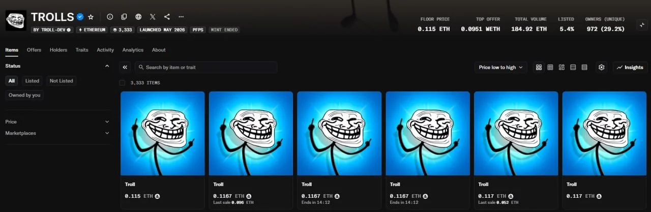 TROLLS NFT: Trollface IP Mint Info & Utility