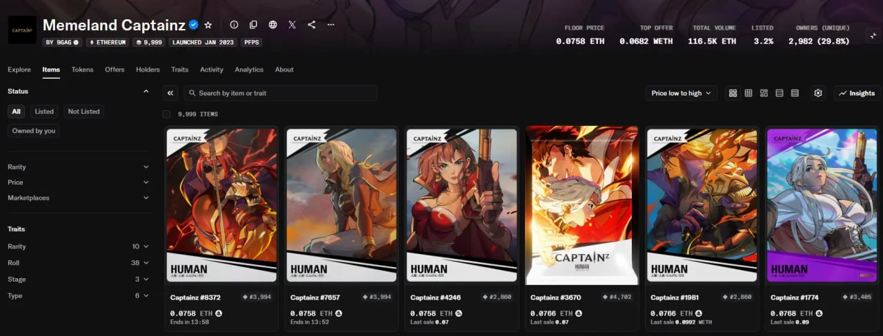 Memeland Captainz NFT Surges 25% After Card Reveal