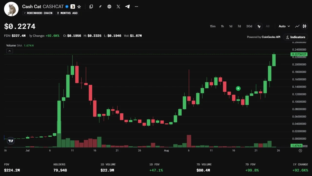 CashCat Hits New ATH as Robinhood NFT Bulls Return